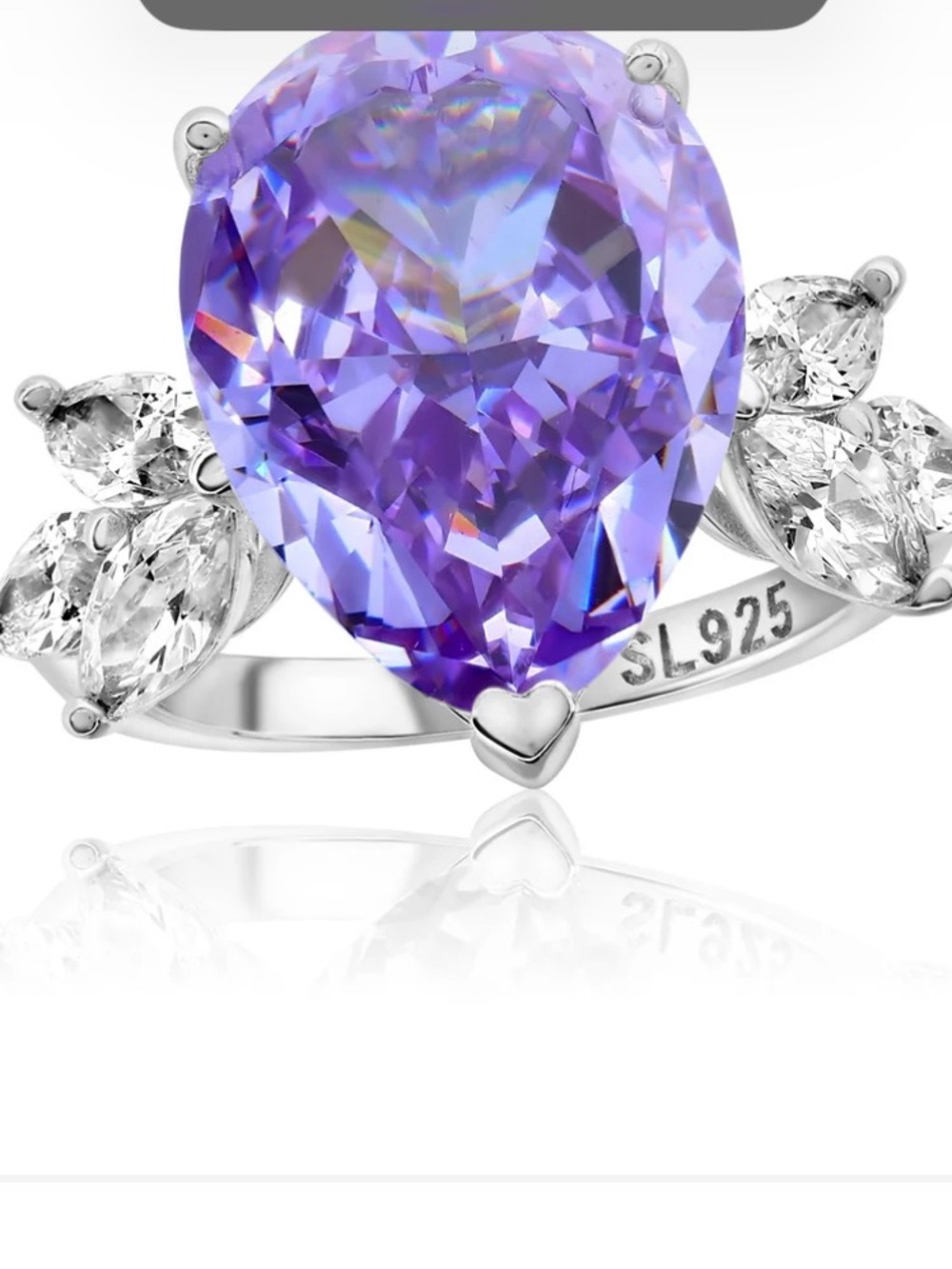 Suzy Levain Sterling Silver  Pear-Shaped cocktail / engagement ring $1100 nwt
